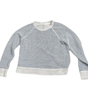 Faherty Whitewater Crewneck Sweatshirt Womens Large Blue Herringbone Terry L